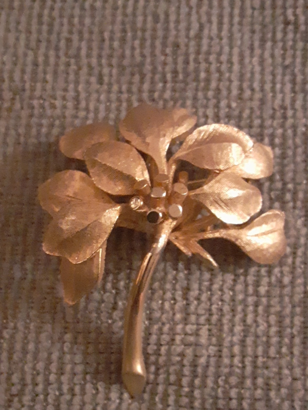 Vintage Marcel Boucher Orchid Gold Leaf Brooch 8388 Rhinestone